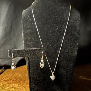 Indigo Sterling Silver Opal Jewelry Set – Necklace & Earrings Free Shipping